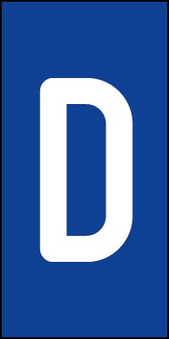 Schild Einzelbuchstabe D | weiß · blau selbstklebend