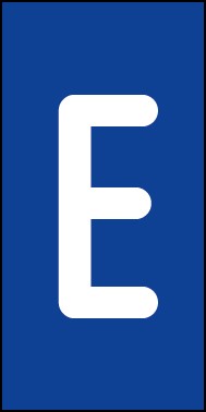 Aufkleber Einzelbuchstabe E | weiß · blau