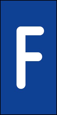 Magnetschild Einzelbuchstabe F | weiß · blau