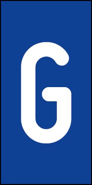 Aufkleber Einzelbuchstabe G | weiß · blau
