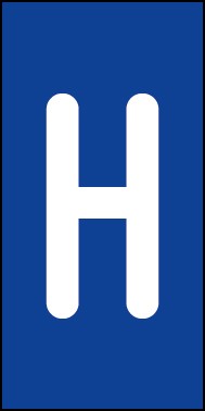 Aufkleber Einzelbuchstabe H | weiß · blau