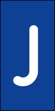 Magnetschild Einzelbuchstabe J | weiß · blau