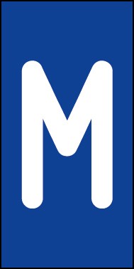 Aufkleber Einzelbuchstabe M | weiß · blau