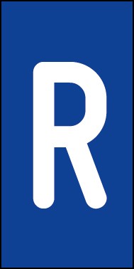 Magnetschild Einzelbuchstabe R | weiß · blau