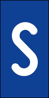 Magnetschild Einzelbuchstabe S | weiß · blau