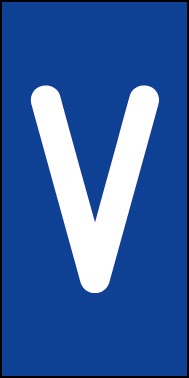 Aufkleber Einzelbuchstabe V | weiß · blau
