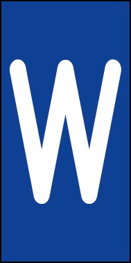 Aufkleber Einzelbuchstabe W | weiß · blau