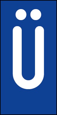 Schild Einzelbuchstabe Ü | weiß · blau selbstklebend