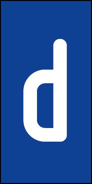 Schild Einzelbuchstabe d | weiß · blau selbstklebend