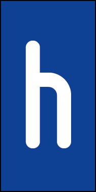 Aufkleber Einzelbuchstabe h | weiß · blau