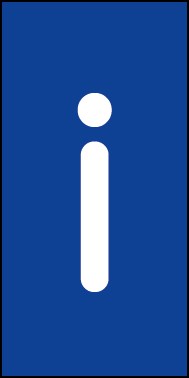 Schild Einzelbuchstabe i | weiß · blau