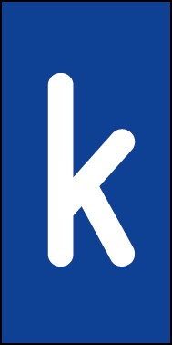 Magnetschild Einzelbuchstabe k | weiß · blau