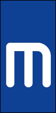 Schild Einzelbuchstabe m | weiß · blau selbstklebend