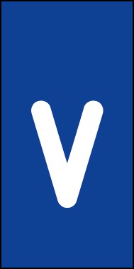 Schild Einzelbuchstabe v | weiß · blau selbstklebend