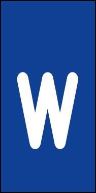 Schild Einzelbuchstabe w | weiß · blau selbstklebend