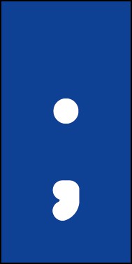 Schild Sonderzeichen Strichpunkt | weiß · blau selbstklebend