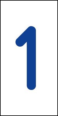 Schild Einzelziffer 1 | blau · weiß selbstklebend