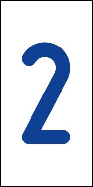 Schild Einzelziffer 2 | blau · weiß