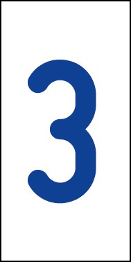 Schild Einzelziffer 3 | blau · weiß selbstklebend