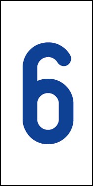 Schild Einzelziffer 6 | blau · weiß selbstklebend