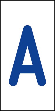 Schild Einzelbuchstabe A | blau · weiß selbstklebend