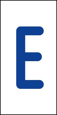 Schild Einzelbuchstabe E | blau · weiß