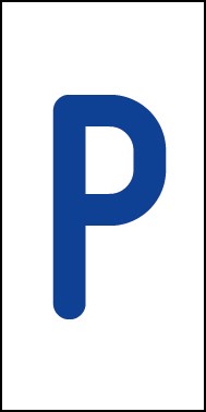 Schild Einzelbuchstabe P | blau · weiß