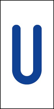 Schild Einzelbuchstabe U | blau · weiß selbstklebend