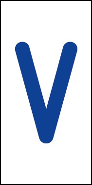Magnetschild Einzelbuchstabe V | blau · weiß