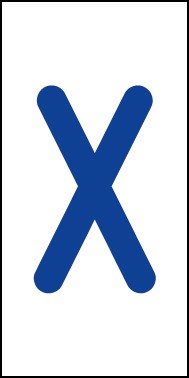 Aufkleber Einzelbuchstabe X | blau · weiß | stark haftend
