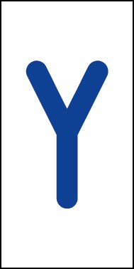 Aufkleber Einzelbuchstabe Y | blau · weiß