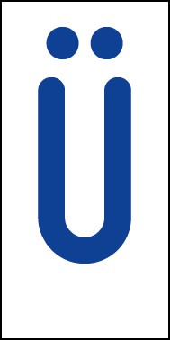 Schild Einzelbuchstabe Ü | blau · weiß selbstklebend