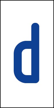 Aufkleber Einzelbuchstabe d | blau · weiß
