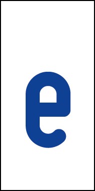 Schild Einzelbuchstabe e | blau · weiß selbstklebend