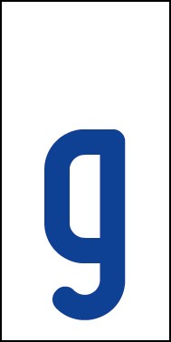 Schild Einzelbuchstabe g | blau · weiß selbstklebend