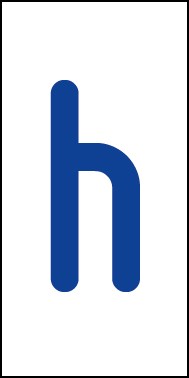 Schild Einzelbuchstabe h | blau · weiß