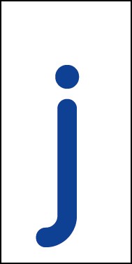 Schild Einzelbuchstabe j | blau · weiß selbstklebend