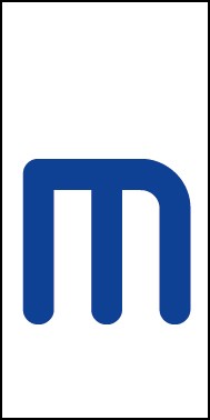 Schild Einzelbuchstabe m | blau · weiß selbstklebend