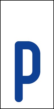 Schild Einzelbuchstabe p | blau · weiß