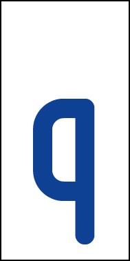 Magnetschild Einzelbuchstabe q | blau · weiß