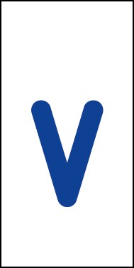 Aufkleber Einzelbuchstabe v | blau · weiß