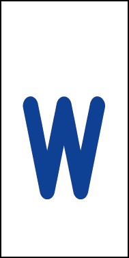Schild Einzelbuchstabe w | blau · weiß selbstklebend
