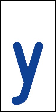 Aufkleber Einzelbuchstabe y | blau · weiß