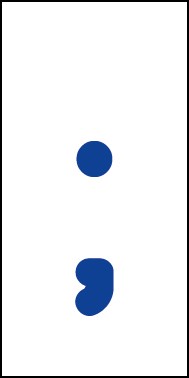 Schild Sonderzeichen Strichpunkt | blau · weiß