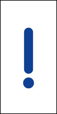 Aufkleber Sonderzeichen Ausrufezeichen | blau · weiß | stark haftend