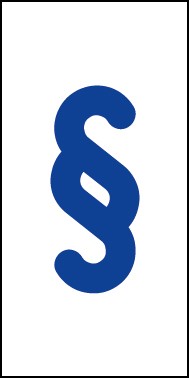 Schild Sonderzeichen Paragraph | blau · weiß