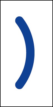 Schild Sonderzeichen Klammer zu | blau · weiß