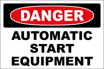 Aufkleber Automatic Start Equipment · Danger · OSHA Arbeitsschutz