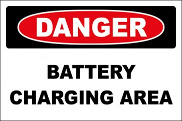Hinweisschild Battery Charging Area · Danger | selbstklebend