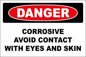 Aufkleber Corrosive Avoid Contact With Eyes And Skin · Danger | stark haftend